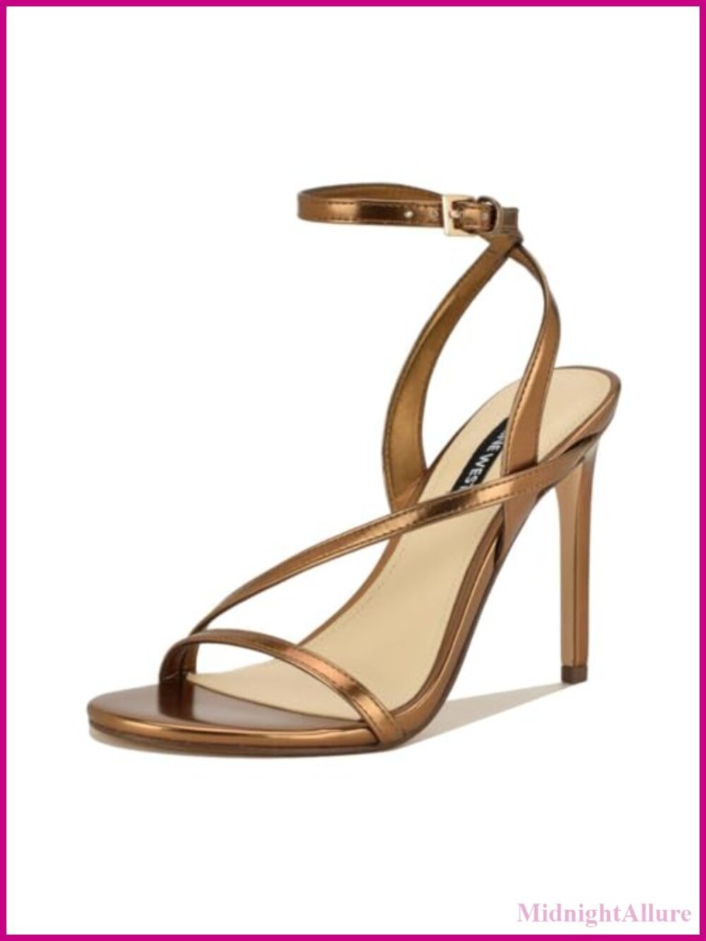 Faux Leather Stiletto Heeled Sandals Adjustable Ankle Strap Square Toe